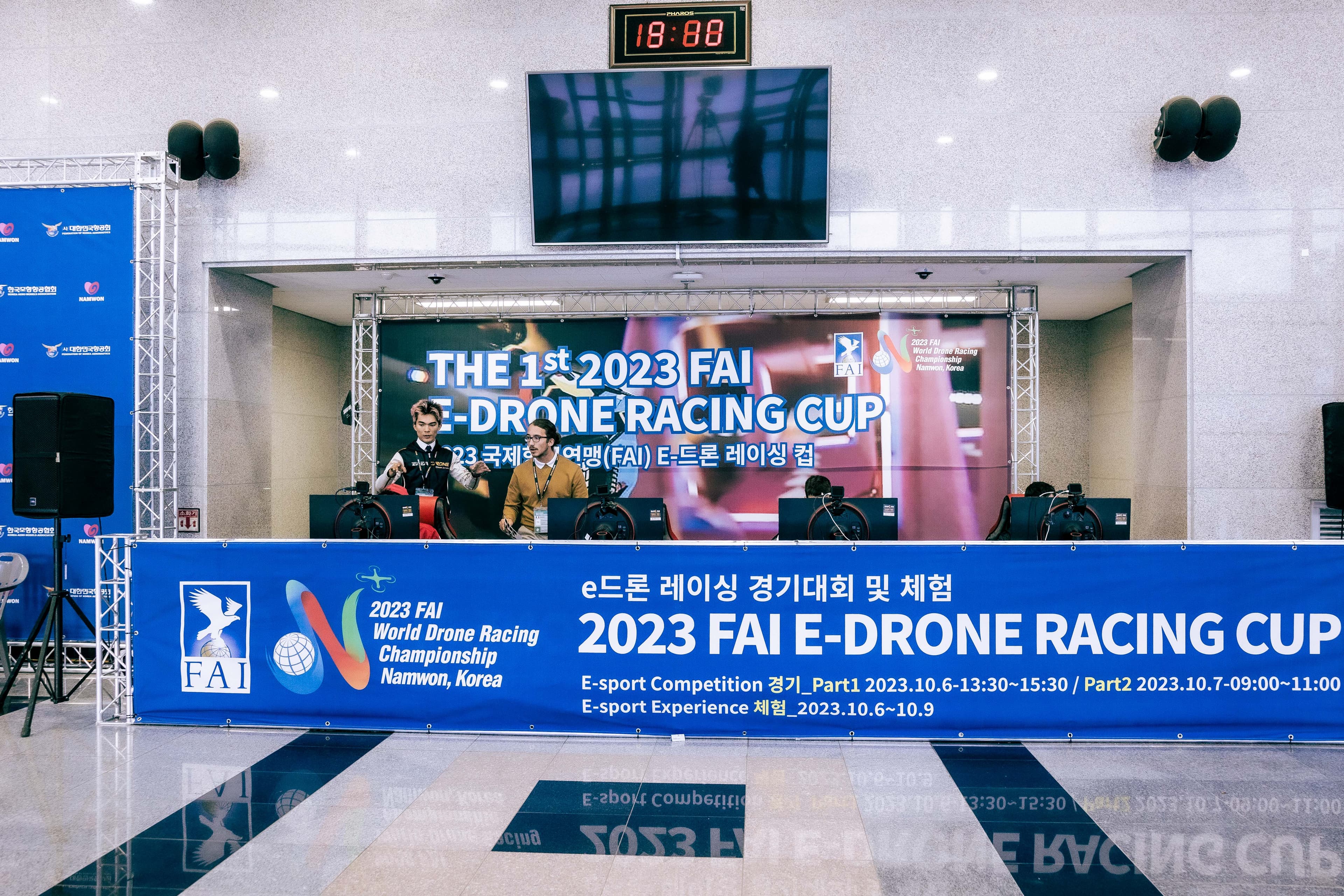 Elouan and Alexander preparing the 2023 FAI eDrone Racing Cup at Namwon, Korea